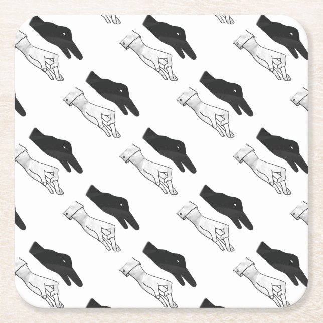Hand Silhouette Anka Underlägg Papper Kvadrat (Framsidan)