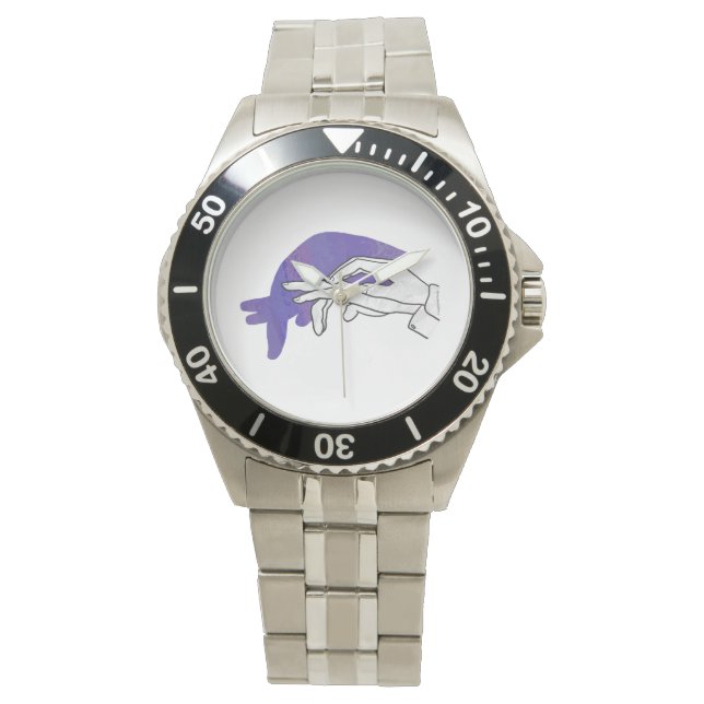 Hand Silhouette Anteater Lila Armbandsur (Framsida)