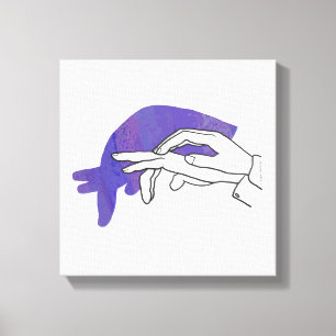 Hand Silhouette Anteater Lila Canvastryck