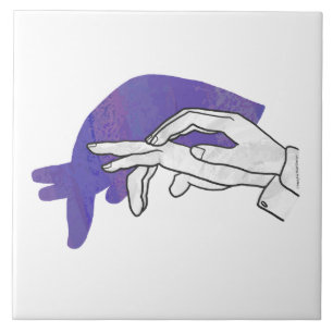 Hand Silhouette Anteater Lila Kakelplatta