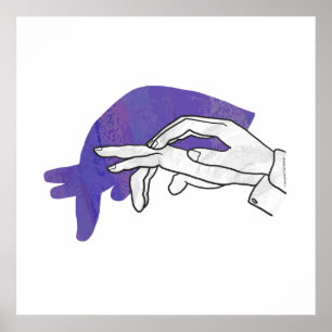 Hand Silhouette Anteater Lila Poster
