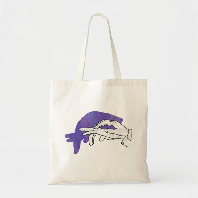 Hand Silhouette Anteater Lila Tygkasse (Framsidan)