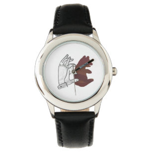 Hand Silhouette Bear Unge Brown Armbandsur