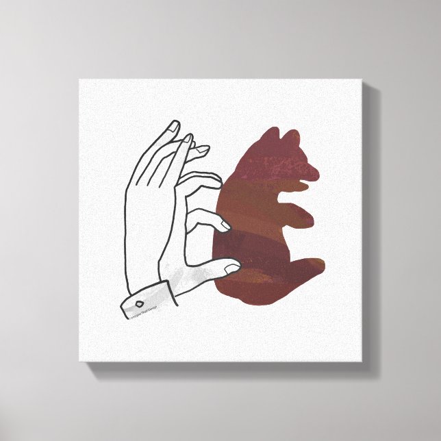 Hand Silhouette Bear Unge Brown Canvastryck (Framsida)