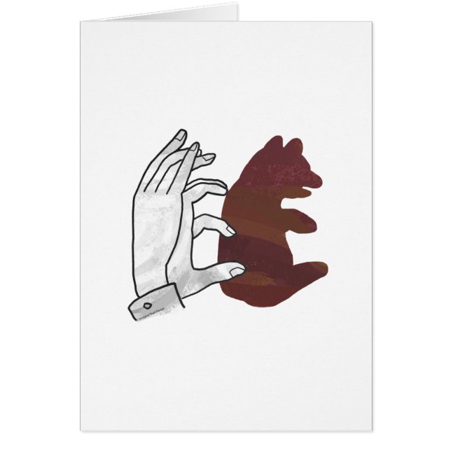 Hand Silhouette Bear Unge Brown Hälsningskort (Framsidan)