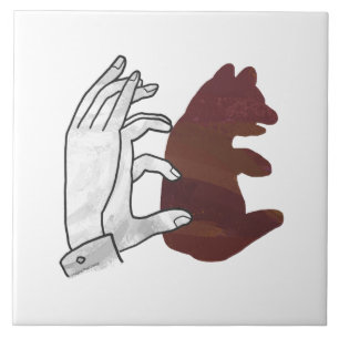 Hand Silhouette Bear Unge Brown Kakelplatta