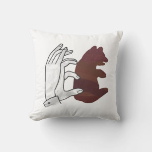 Hand Silhouette Bear Unge Brown Kudde