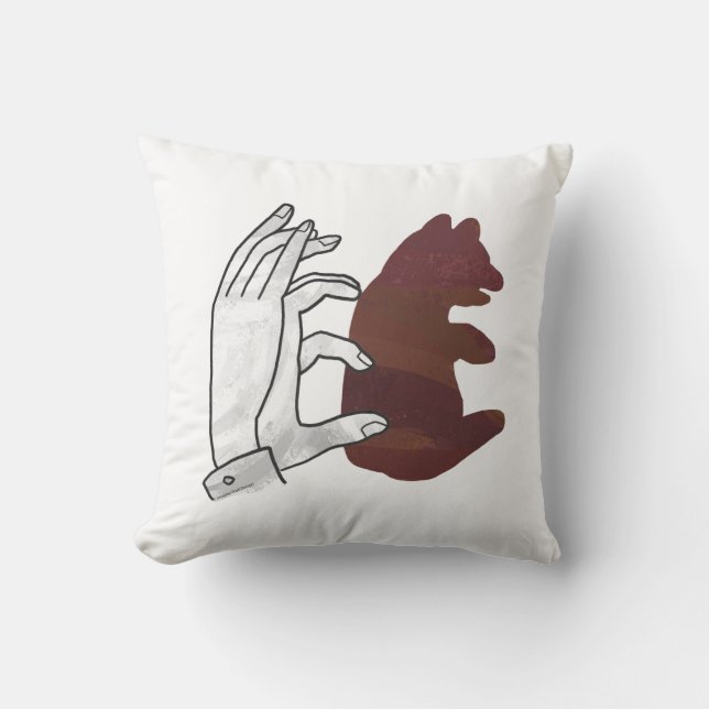 Hand Silhouette Bear Unge Brown Kudde (Framsida)