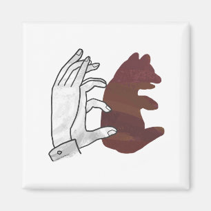 Hand Silhouette Bear Unge Brown Magnet