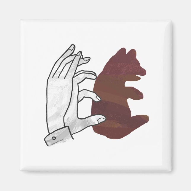 Hand Silhouette Bear Unge Brown Magnet (Framsidan)