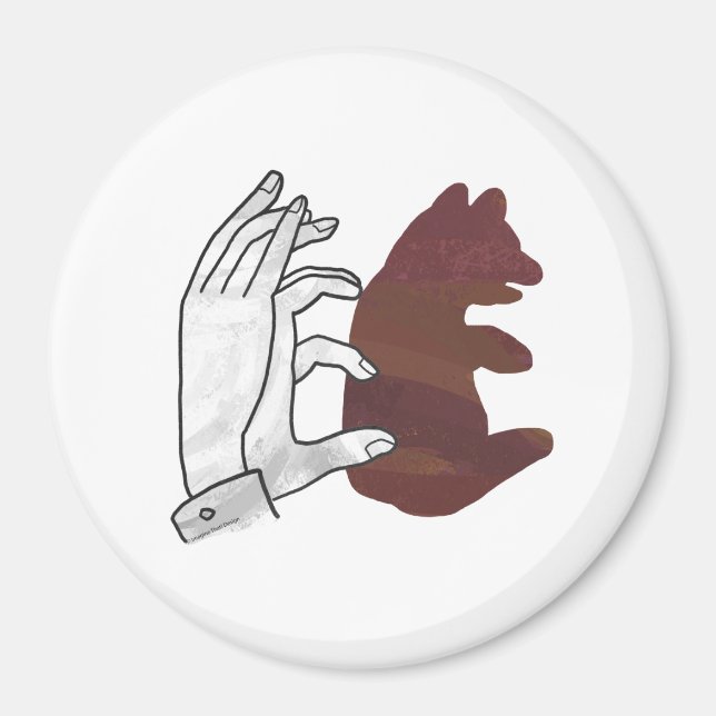 Hand Silhouette Bear Unge Brown Magnet (Framsidan)