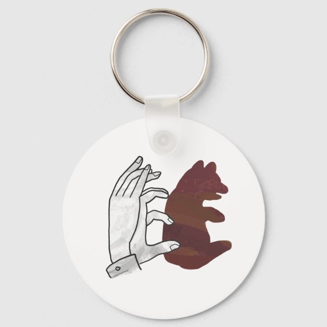 Hand Silhouette Bear Unge Brown Nyckelring (Framsida)
