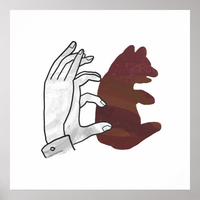 Hand Silhouette Bear Unge Brown Poster (Framsidan)