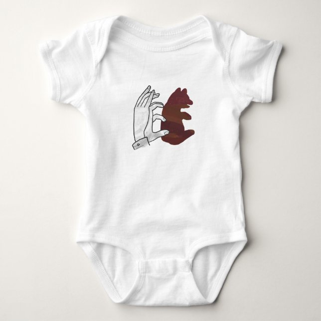Hand Silhouette Bear Unge Brown Tee Shirt (Framsida)