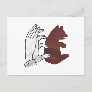 Hand Silhouette Bear Unge Brown Vykort