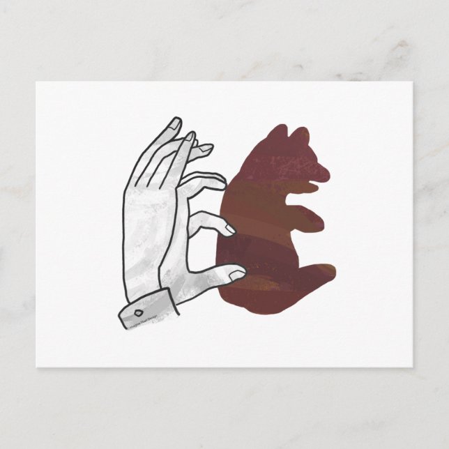 Hand Silhouette Bear Unge Brown Vykort (Framsida)
