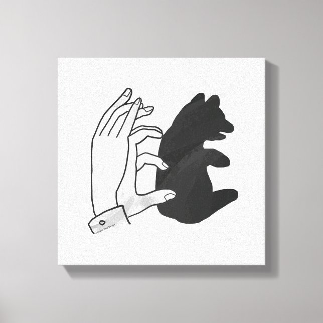 Hand Silhouette Bear Unge Canvastryck (Framsida)