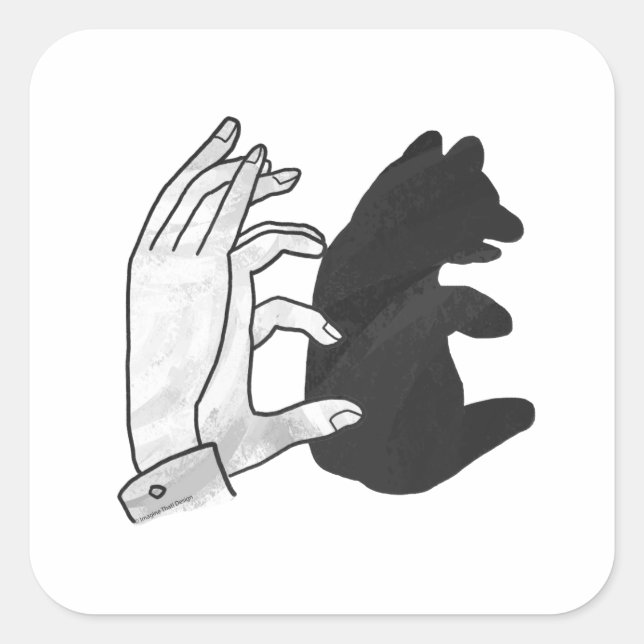 Hand Silhouette Bear Unge Fyrkantigt Klistermärke (Framsida)