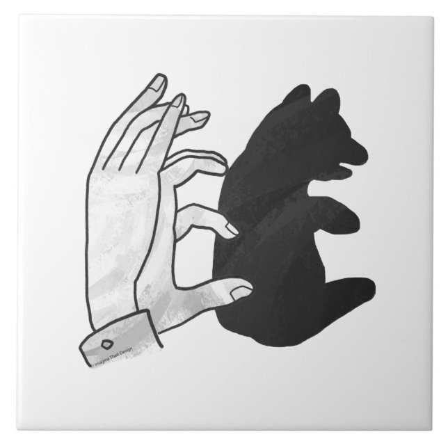 Hand Silhouette Bear Unge Kakelplatta (Framsidan)