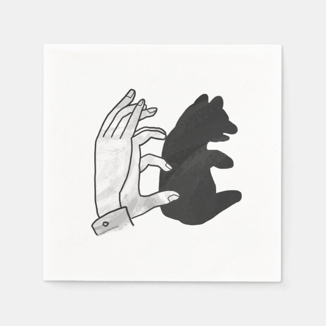 Hand Silhouette Bear Unge Pappersservett (Framsidan)