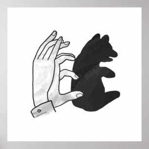 Hand Silhouette Bear Unge Poster