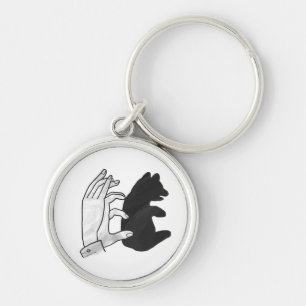 Hand Silhouette Bear Unge Rund Silverfärgad Nyckelring
