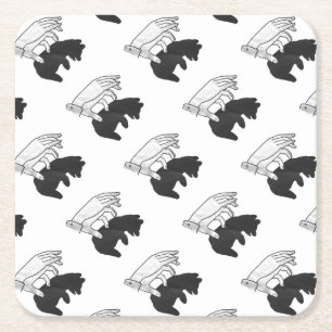 Hand Silhouette Bear Unge Underlägg Papper Kvadrat