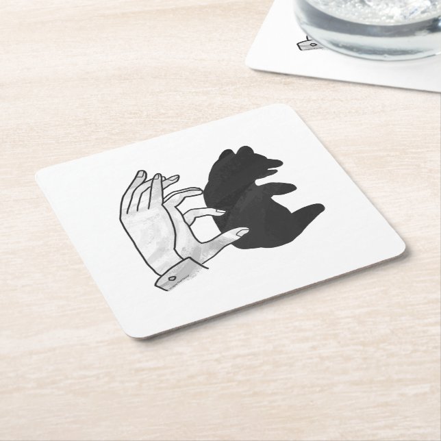 Hand Silhouette Bear Unge Underlägg Papper Kvadrat (Vinklad)