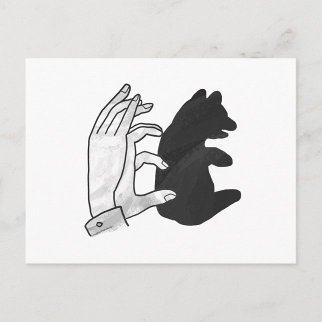 Hand Silhouette Bear Unge Vykort (Framsida)