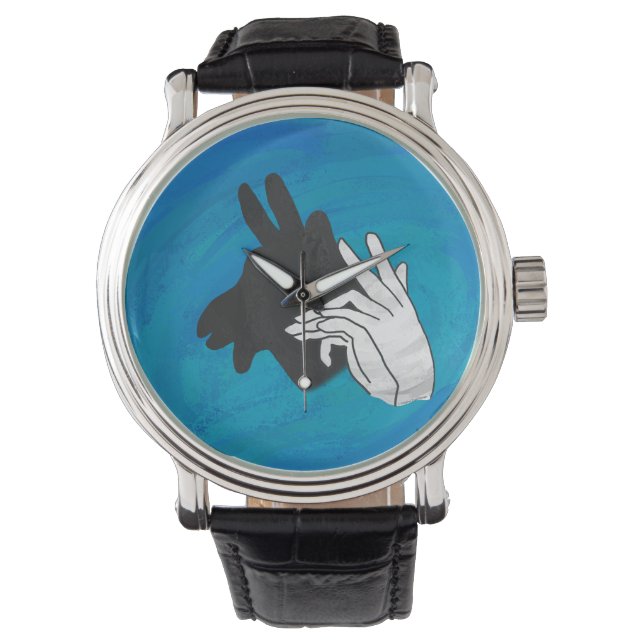 Hand Silhouette Billy Goat Blue Armbandsur (Framsida)