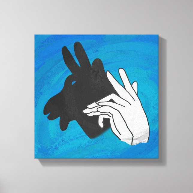 Hand Silhouette Billy Goat Blue Canvastryck (Framsida)