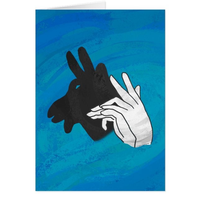 Hand Silhouette Billy Goat Blue Hälsningskort (Framsidan)