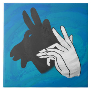 Hand Silhouette Billy Goat Blue Kakelplatta