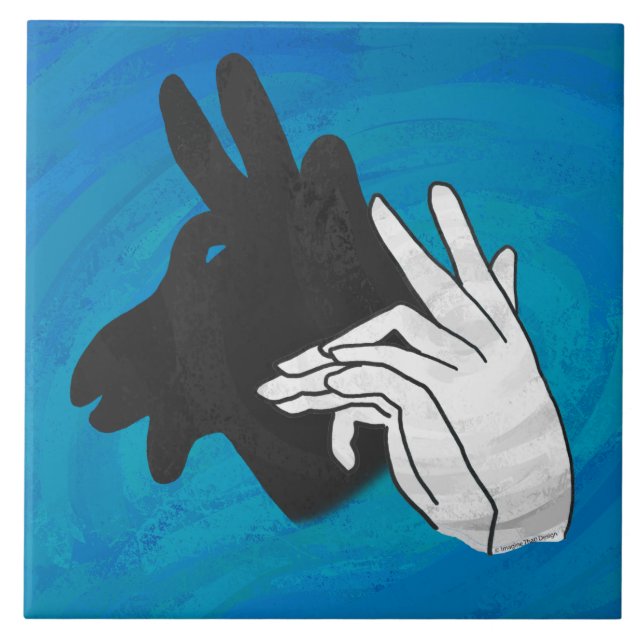 Hand Silhouette Billy Goat Blue Kakelplatta (Framsidan)