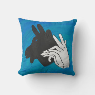 Hand Silhouette Billy Goat Blue Kudde