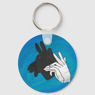 Hand Silhouette Billy Goat Blue Nyckelring