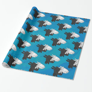 Hand Silhouette Billy Goat Blue Presentpapper