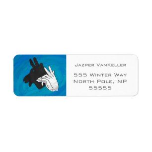 Hand Silhouette Billy Goat Blue Returadress Etikett