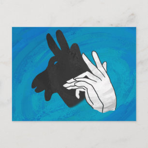 Hand Silhouette Billy Goat Blue Vykort
