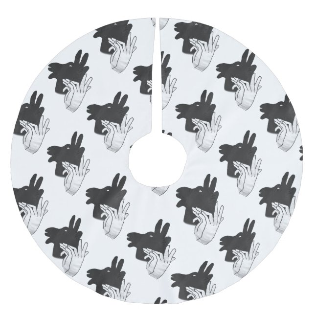 Hand Silhouette Billy Goat Grått Julgransmatta Borstad Polyester (Framsidan)