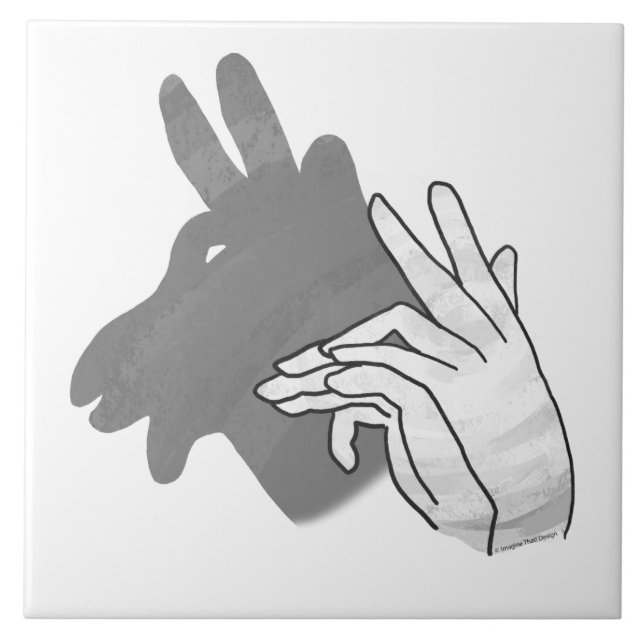 Hand Silhouette Billy Goat Grått Kakelplatta (Framsidan)
