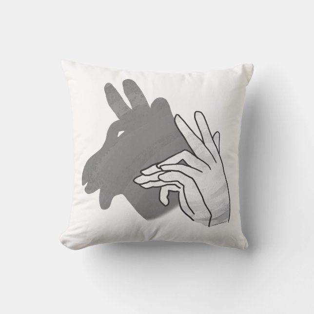 Hand Silhouette Billy Goat Grått Kudde (Framsida)