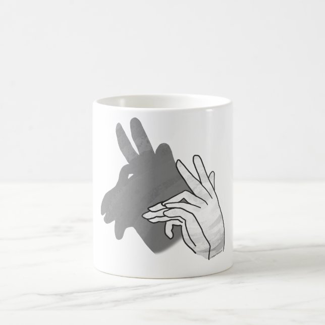 Hand Silhouette Billy Goat Grått Magisk Mugg (Center)