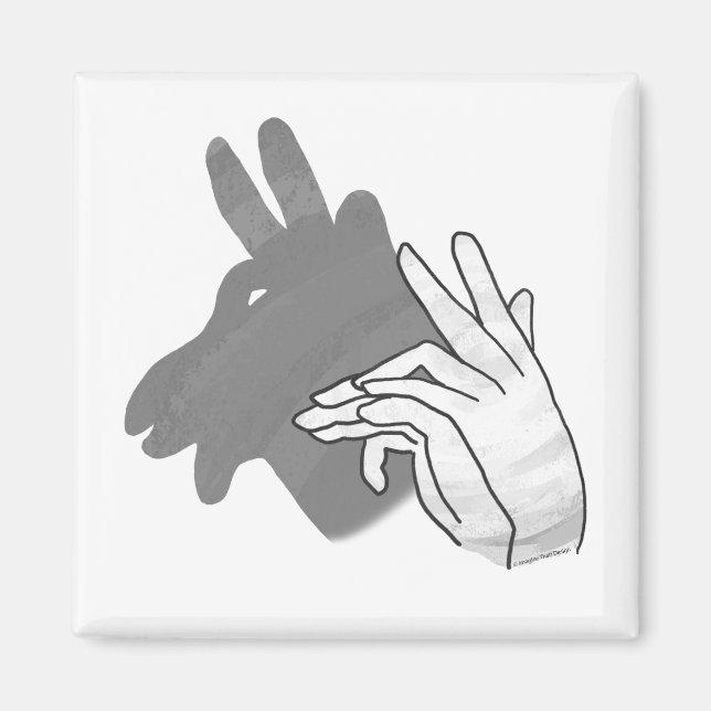 Hand Silhouette Billy Goat Grått Magnet (Framsidan)
