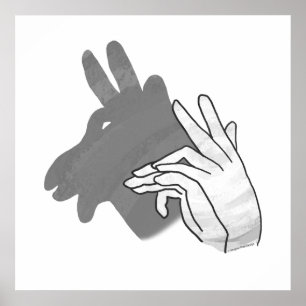 Hand Silhouette Billy Goat Grått Poster