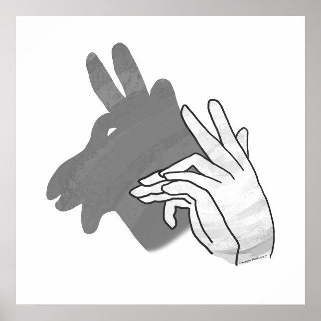 Hand Silhouette Billy Goat Grått Poster (Framsidan)