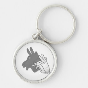 Hand Silhouette Billy Goat Grått Rund Silverfärgad Nyckelring