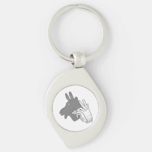 Hand Silhouette Billy Goat Grått Swirl Silverfärgad Nyckelring