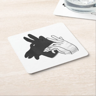 Hand Silhouette Billy Goat Grått Underlägg Papper Kvadrat