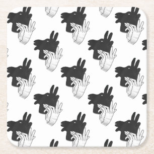 Hand Silhouette Billy Goat Grått Underlägg Papper Kvadrat